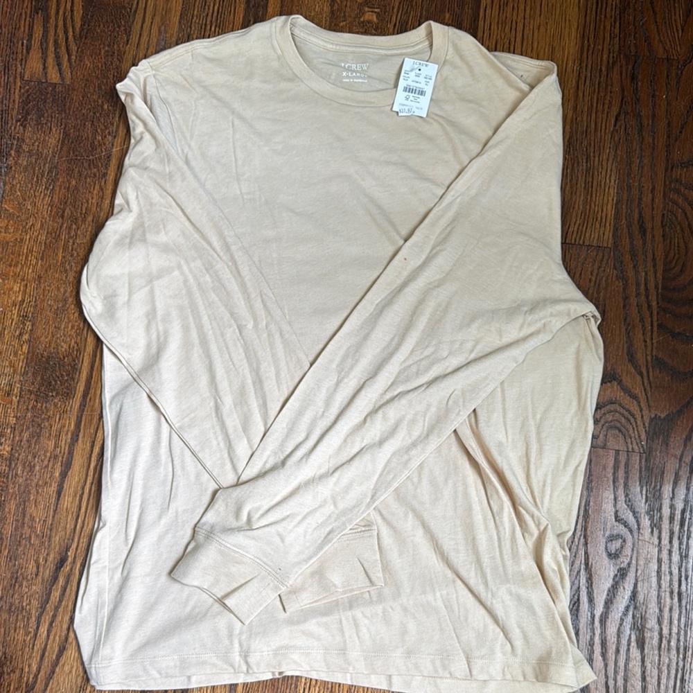 J. Crew Men's Light Beige Long Sleeve Tee